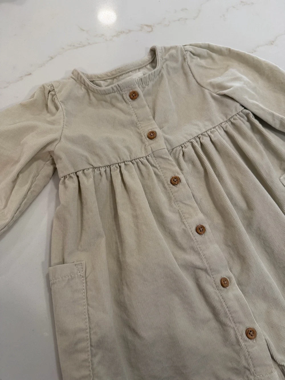 Carter's Neutral Cream Corduroy Button-Front Dress